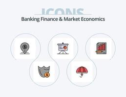 Bankwesen, Finanzen und Marktwirtschaftslinie gefüllt Icon Pack 5 Icon Design. Karten. Banken. finanziell. Kreditkarte. Sicherheit vektor