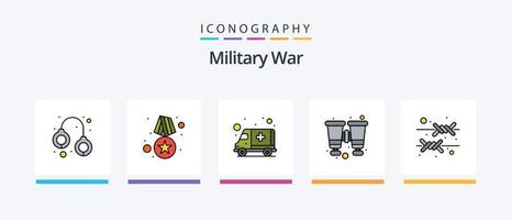 Military War Line gefüllt 5 Icon Pack inklusive Pistole. Transport. Heer. erste-Hilfe. Krankenwagen. kreatives Symboldesign vektor