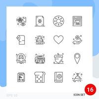 16 thematische Vektorumrisse und editierbare Symbole von bearbeitbaren Vektordesign-Elementen für den Druck von Gewebereinigungs-Webshops E-Commerce vektor