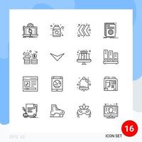Aktienvektor-Icon-Pack mit 16 Zeilenzeichen und Symbolen für Investitionsskript-Pfeilprogramm zum Erstellen editierbarer Vektordesign-Elemente vektor