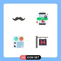 4 användare gränssnitt platt ikon packa av modern tecken och symboler av mustasch sida manlig seo uppkopplad två redigerbar vektor design element