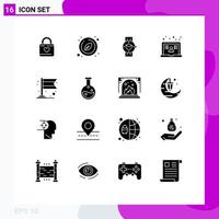 uppsättning av 16 modern ui ikoner symboler tecken för användare inlärning organisk bärbar dator telefon redigerbar vektor design element