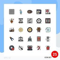 25 fylld linje platt Färg begrepp för webbplatser mobil och appar utveckla app matlagning megafon digital marknadsföring redigerbar vektor design element