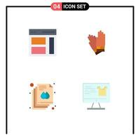 uppsättning av 4 kommersiell platt ikoner packa för kommunikation dokumentera sidofält byggnad skriva ut redigerbar vektor design element