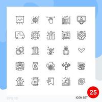 Piktogrammsatz aus 25 einfachen Linien des Login-Profils Hand Benutzer lebende editierbare Vektordesign-Elemente vektor