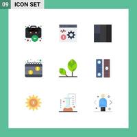 Stock Vector Icon Pack mit 9 Zeilen Zeichen und Symbolen für die Entwicklung des Zahltagkalenders der Erde Zeitplan editierbare Vektordesign-Elemente