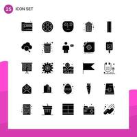 Gruppe von 25 soliden Glyphen Zeichen und Symbolen für Lineal recyceln Kranz öffentlichen Mülleimer editierbare Vektordesign-Elemente vektor