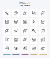 kreative Benutzeroberfläche 25 Gliederung Icon Pack wie Support. Headset. aus. Botschaft. Email vektor