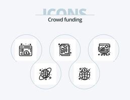 Crowdfunding-Linie Icon Pack 5 Icon-Design. profitieren. Diagramm. imac. Gewinner. Berg vektor