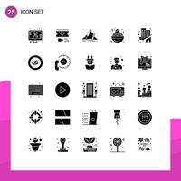 Packung mit 25 modernen, soliden Glyphenzeichen und Symbolen für Web-Printmedien, z vektor
