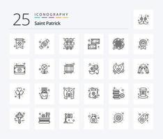 Saint Patrick Icon Pack mit 25 Zeilen, einschließlich Irisch. keltischer Knoten. Girlande. Heilige. Barren vektor