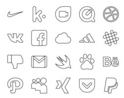 20 Social Media Icon Pack inklusive Behance Swift adidas Mail Gmail vektor