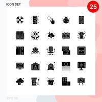 Stock Vector Icon Pack mit 25 Linienzeichen und Symbolen für den Kauf von Naturfinger-Marienkäfer niedliche editierbare Vektordesign-Elemente