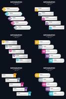 Vektor 6 Infografiken Pack Präsentationsfolie Vorlage 5 Schritte Zyklusdiagramme und Zeitleisten