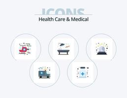 Gesundheitswesen und medizinisches Flat Icon Pack 5 Icon Design. Sirene. Alarm. Krankenwagen. Operation. medizinisch vektor