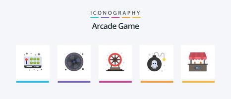 Arcade Flat 5 Icon Pack inklusive Spaß. abspielen. Rad. Spiel. Bombe. kreatives Symboldesign vektor
