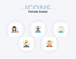 weiblicher Avatar flach Icon Pack 5 Icon Design. Krankenschwester. Maske. Techniker. weiblich. Nachrichtensprecherin vektor