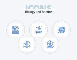 Biologie blau Icon Pack 5 Icon Design. Blatt. Biologie. Biologie. Pflanze, Anlage. Hand vektor