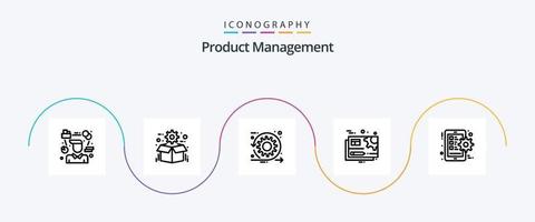 Produktmanagement Linie 5 Icon Pack inklusive Ausrüstung. dokumentieren. Paket. Zeit. Gedränge vektor