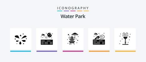 Wasserpark Glyphe 5 Icon Pack inklusive . Romantik. Park. Park. Halter. kreatives Symboldesign vektor