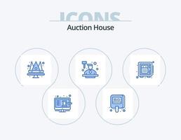 auktion blå ikon packa 5 ikon design. lag. auktionsförrättare. märka. auktion. kung vektor