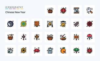 25 chinesische Neujahrslinie gefüllt Stil-Icon-Pack vektor
