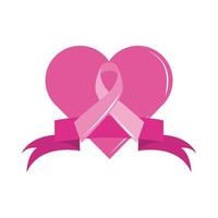 Brustkrebs-Bewusstseinsmonat, rosa Bandherz-Liebesemblem, flache Ikonenart des Gesundheitskonzepts vektor