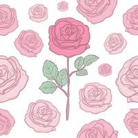 Rose Blumen Hand Zeichnung Linie Kunst nahtlose Muster Vektor