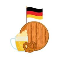 oktoberfest, deutsches flaggenbier und brezel, traditionelles deutschfest vektor