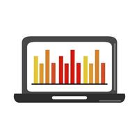 dataanalys, laptop diagram rapport affärsstrategi och investering platt ikon vektor