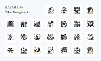 25 mit Talentmanagement-Linien gefülltes Stil-Icon-Paket vektor