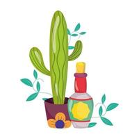 mexikanischer Unabhängigkeitstag, Kaktus-Tequila-Flaschendekoration, viva mexico wird im September gefeiert vektor