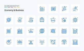 25 Economy und Business Blue Icon Pack vektor