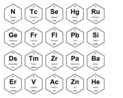 20 prejodisk tabell av de element ikon packa design vektor