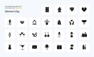 25 solides Glyphen-Icon-Pack für den Frauentag vektor