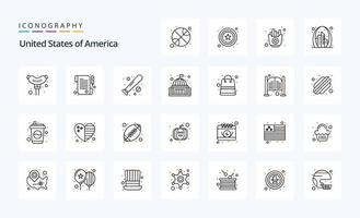 25 US-Linien-Icon-Pack vektor