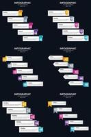 Vektor 6 Infografiken Pack Präsentationsfolie Vorlage 5 Schritte Zyklusdiagramme und Zeitleisten