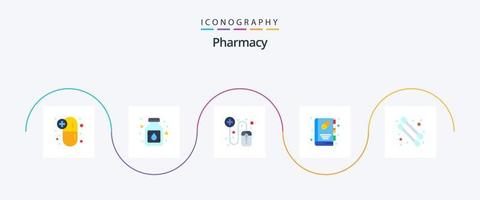 Apotheke Flat 5 Icon Pack inklusive. Schönheit. online. medizinisches Buch. Broschüre vektor