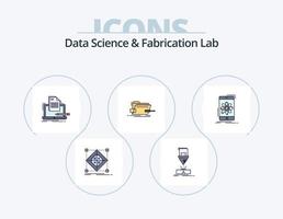 Data Science and Fabrication Lab Line gefüllt Icon Pack 5 Icon Design. Herstellung. Schneiden. Werkstatt. Wissenschaft. Information vektor