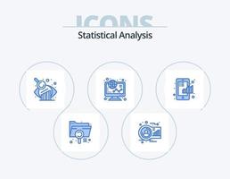 statistisk analys blå ikon packa 5 ikon design. handla. Graf. mänsklig. finansiera. forskning vektor