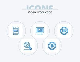 Videoproduktion blaues Icon Pack 5 Icon Design. . Spieler. Video. Multimedia. Foto vektor