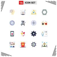 Stock Vector Icon Pack mit 16 Zeilenzeichen und Symbolen für CD-Musik Alert Disc Bolt editierbares Paket kreativer Vektordesign-Elemente