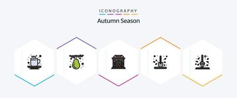Herbst 25 Filledline Icon Pack inklusive Herbst. Scoop. Birne. Gartenarbeit. Herbst vektor