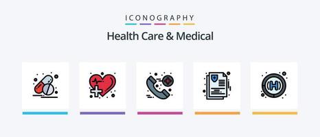Gesundheitswesen und medizinische Linie gefüllt 5 Icon Pack einschließlich Augengesundheit. Stethoskop. Gesundheitswesen. medizinisch. Pflege. kreatives Symboldesign vektor