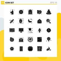 Stock Vector Icon Pack mit 25 Zeilenzeichen und Symbolen für Candy School Clock Bag Printer editierbare Vektordesign-Elemente