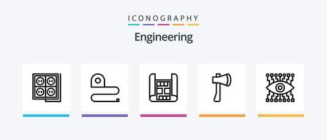 Engineering Line 5 Icon Pack inklusive Konstruktion. Axt Werkzeug. Industrie. Axt. Axt. kreatives Symboldesign vektor