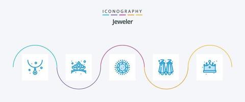 Schmuck blau 5 Icon Pack inklusive Schmuck. Krone. Diamant. Juwel. Ohrringe vektor