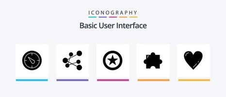 Basic Glyph 5 Icon Pack inklusive . hinzufügen Auf. mögen. kreatives Symboldesign vektor