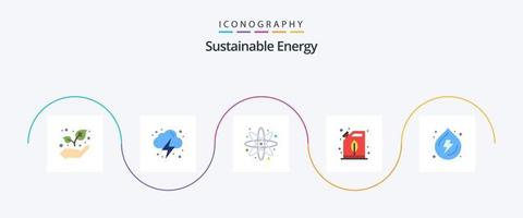 nachhaltige Energie Flat 5 Icon Pack inklusive Strom. Feder. Energie. sinken. Energie vektor