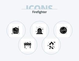 Feuerwehrmann-Glyphen-Icon-Pack 5 Icon-Design. kein Rauch. nein. Feuerwehrmantel. Feuer. Achtung vektor